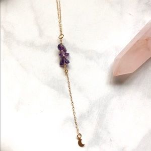 Gemstone Crystal Necklace Amethyst Lariat GoldFill